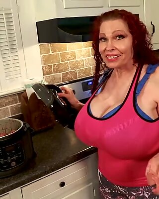 Hot Youtuber with HUGE TITS Teddi Barrett in the kitchen
