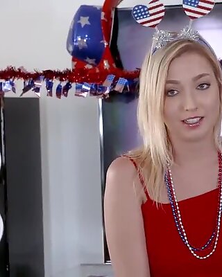 Sarah Vandella and Zoey Parker cock riding on the 4th of July!