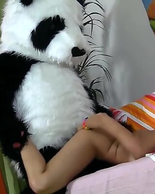 Hottie will be penetrated by a panda, take a closer look!